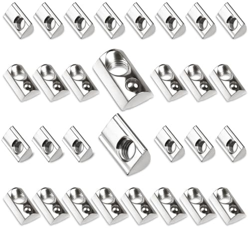 30 Stk Nutensteine M5 mit Kugel Nut 6 T Nutsteine Schrauben Set 20-Serie mit Zentrierung Steg M5 Aluprofil 20x20 Kohlenstoffstahl Gleitmutter mit Federkugel für Alu C Profil 3D Drucker CNC Europanorm