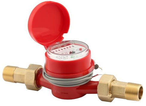 Watflow DN20 Water Meter with Pulse Output, Measuring in Gallon, Hot Water Meter for Garden or Home,3/4 NPT Couplings,Single-Jet