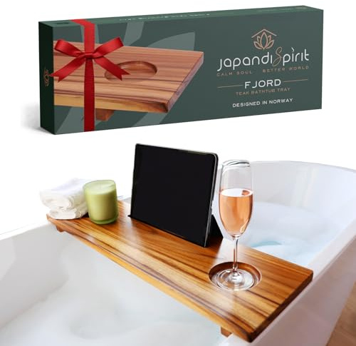 Teak Bathtub Tray for Tub 29” | Bath Tub Tray Wood for Small Tubs, Bath Tray for Tub, Bathtub Trays for Tub, Bath Table Tray for Home Spa | Fjord by JapandiSpirit