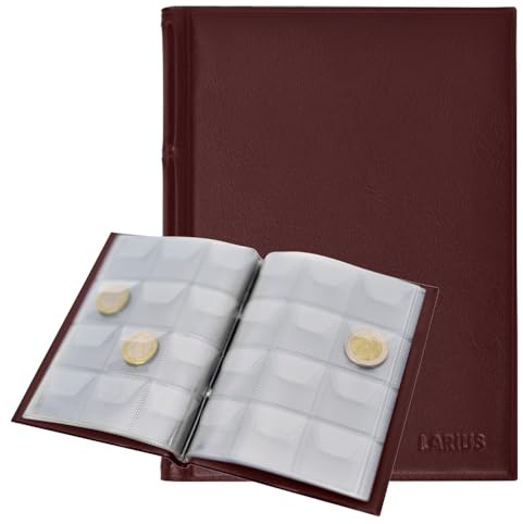 Álbum para 120 Monedas de 2 Euros, Almacenamiento de Conmemorativas (Rojo)