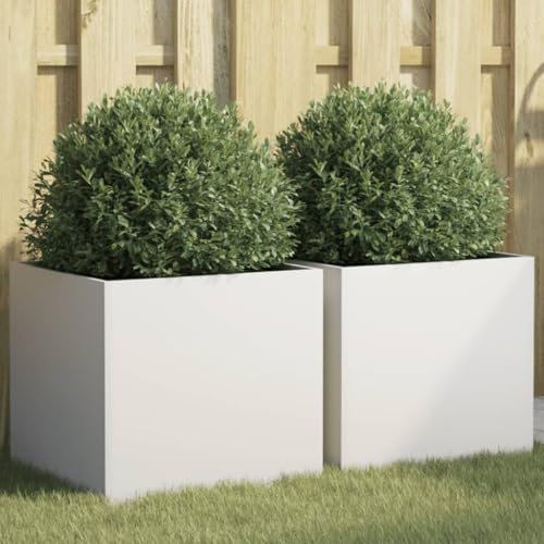 ShGaxin Jardineras 2 Unidades Acero Laminado en frío Blanco 42x40x39 cm, Huerto Urbano Terraza, Jardineras Exterior, Jardineria Maceteros, Mesa De Cultivo, Huerto En Casa - 841550
