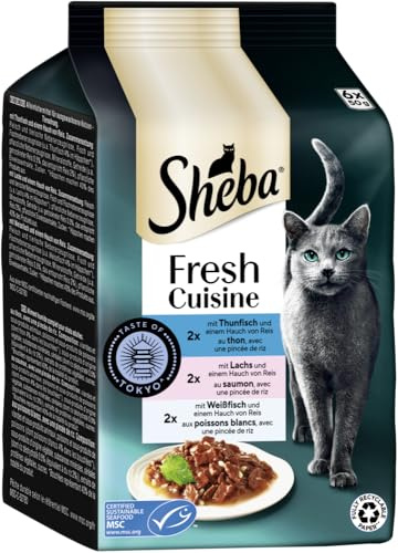 SHEBA Portionspåse multipack färsk mat knapp av Tokyo med tonfisk och lax MSC 6 x 50 g