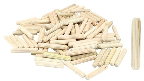 Zorveiio 120 Pieces Wooden Dowel Pins, 5x30mm(3/16 x 1-5/32) Wood Fluted Dowels Rods, Beveled Wood Pegs Hardwood Crafts Rods for Woodworking Furniture Shelf