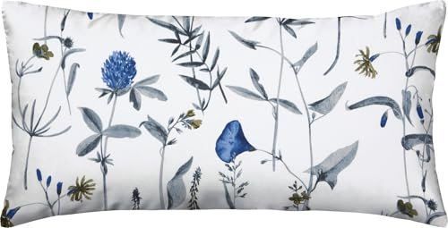 Erwin Müller Kissenbezug Single-Jersey mit Blümchen blau-weiß Größe 40x80 cm - temperaturausgleichend, bügelfrei, mit Reißverschluss