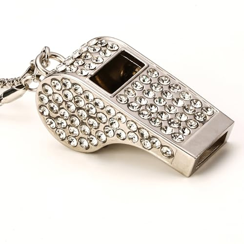 Draduo Whistle,Bling Whistle,Metal Crystal Rhinestone with Keychain for Coach/Referee/Training/Lifeguard/Teachers (Sliver)