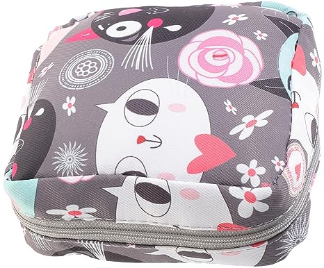 Holibanna Bolsa De Menstruación Femenina Estampado De Gato Portátil y Compacta Bolsa De Almacenamiento Para Toallas Higiénicas Cierre Cremallera Para Uso Diario y Privado