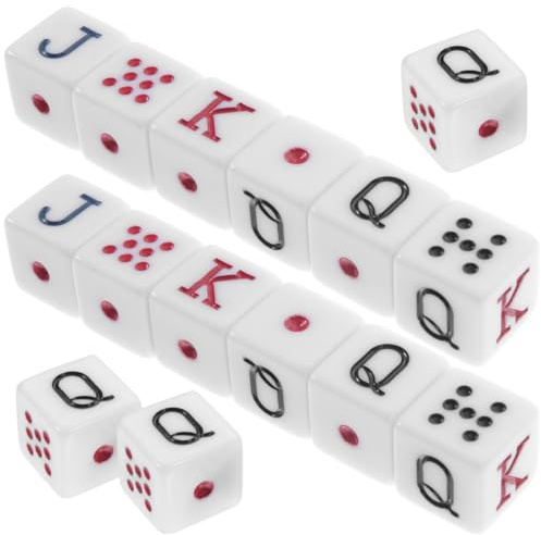 CVUTOVO 15 Piezas Dados Acrílicos para Juego De Póker Español Dados De 6 Caras para Juegos De Mesa Fiesta Y Reuniones Accesorio Ligero Y Resistente para Diversión Y Juegos De Dados