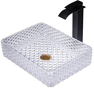 Lavabo de Vidrio, Lavabo Transparente, Lavabos sobre encimera, Lavabo Moderno sobre encimera, Lavabos sobre encimera, Lavabos sobre encimera Tipo F 3