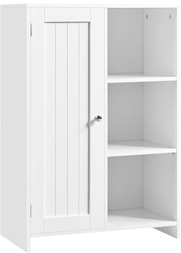 Yaheetech Bathroom Storage Cabinet, Freestanding Cupboard Storage Unit and Organization with Open Storage & Adjustable Shelf for Living Room White