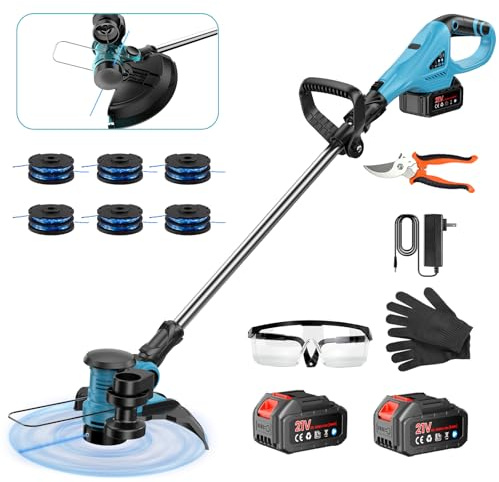 Tagliabordi e Decespugliatore 2-in-1 a Batteria – Ø 30cm, Leggero 2,3kg, Testa 90° – Adatto per Comuni Batterie 18V/21V, incl. 4 Bobine