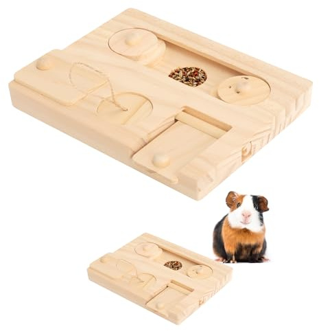 TLDBATICE Giocattolo in legno 6 in 1 per porcellini d'India, giocattolo da masticare per piccoli animali (cercare il cibo) per conigli e porcellini d'India, legno naturale, sicuro e resistente