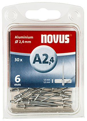 Novus Blindnieten Ø2,4 mm Aluminium, 6 mm Länge, 30 Nieten, 1.5-3.5 mm Klemmlänge, zur Befestigung von Nichteisen Metall