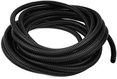sourcing map Gaine Cable électrique Fil Protection 8 M 8 mm x 10 mm Plastique Flexible Conduit Ondulé Tube Protecteur pour Jardin, Industrie, Bureau Noir