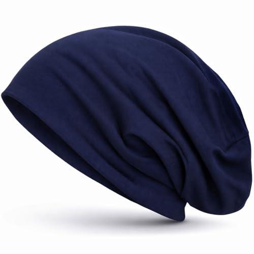 style3 Gorro Slouch Beanie de Fino Tejido de Punto Transpirable y Ligero, Gorro Unisex One Size, Color:Azul Marino