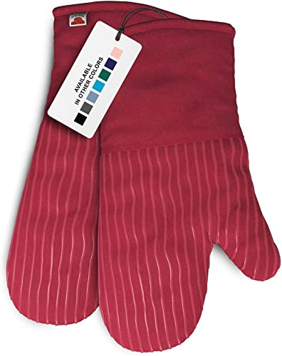 Big Red House - Silicone Oven Mitts - Red Set of 2-12.5 - Heat Resistant to 536 F / 280 C Kitchen Gloves - Professional Grade Protection Hot Cooking Baking