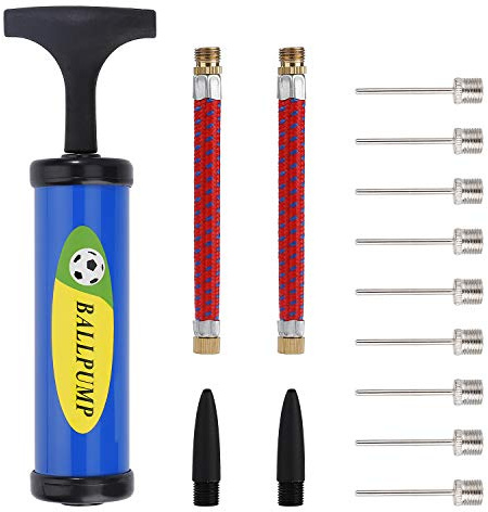 MengH-SHOP Pompe à Ballon Set avec Gonfleur Manuel Aiguilles à Gaz Tuyau Flexible Buse pour Football Basketball Volleyball 14 Pièces