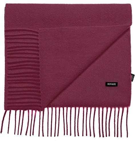Bovari Sciarpa Donna Premium 100% Cashmere - 180 x 31 cm - molti colori (rosso vino)
