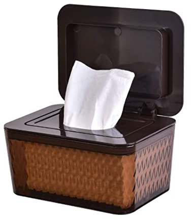 Feuchttücherhalter, Feuchttücherspender mit Deckel, Beutel mit Deckel, Baby-Feuchttücher, hält Feuchttücher frisch, Behälter, normale Aufbewahrungsbox (braun, 1 Stück)