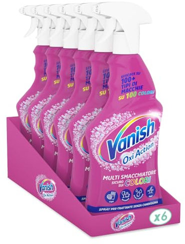 Vanish Oxi Action Multi Smacchiatore Spray Pre-Trattante Senza Candeggina, 6 Confezioni da 725 ml di Multi Smacchiatore Spray Pre-Trattante Senza Candeggina