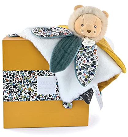 DOUDOU ET COMPAGNIE - Doudou Lion Jaune avec Pétales - Boîte Cadeau - 27 Cm - Collection Boh'aime - Idée Cadeau de Naissance Fille et Garçon - Garantie Doudou Perdu - DC4025