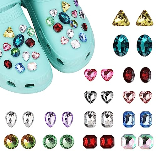 28 Stück Schuh Dekoration Diamant Schuhanstecker, Schuh Dekoration Charms für Schuh, Funkelnder Schuhanhänger mit Kristall Strass, DIY Schuhzubehör für Jugendliche Erwachsene