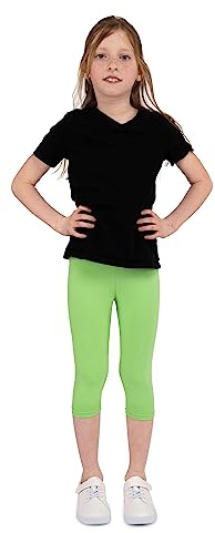 infatti Leggings ¾ de algodón para niñas, Pantalones Suaves y cómodos para niños pequeños, Entrenamiento Informal, Ropa básica Elegante de Estilo Recortado Tonia, Verde Lima 128 cm (8 años)