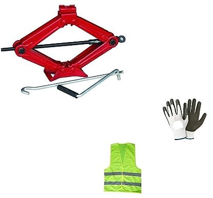COMPATIBILE CON FIAT PANDA CROSS CRIC A PANTOGRAFO PER AUTO CON ASTA GIREVOLE CRICK PER SOLLEVAMENTO GOMME PNEUMATICI CON MANIGLIA E BASE IN ACCIAIO FINO A 2 TONNELLATE