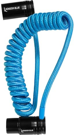 KONDOR BLUE | 12-24 Coiled Braided Low Profile Right Angle XLR Cable | for Cameras, Microphones, Studio Audio | Blue