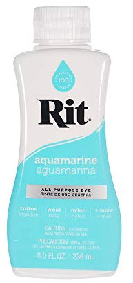 Rit Dye – 237 ml, flüssige Stofffarbe für Kleidung, Dekoration und Handwerk – Aquamarin mit Farbfixiermittel