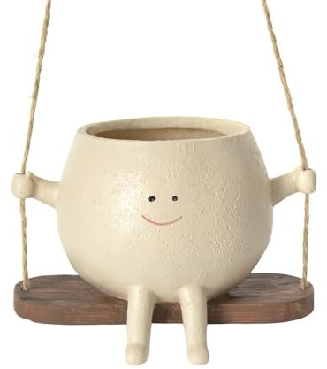 Pot de Fleurs Suspendu à Visage Pivotant et Souriant en Résine pour Plantes D'intérieur et D'extérieur, Décoration avec Succulentes (#1)