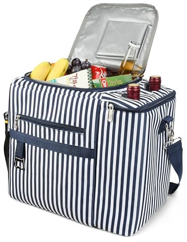 Kato Tirrinia 20L Groß Kühltasche Isoliertasche, Picknickkorb Kühlbox mit Flaschentasche 2 Flaschen & Bier Flaschenöffner, Kühlkorb Thermo Tasche für Camping Picknick BBQ Strand Auto Einkaufen