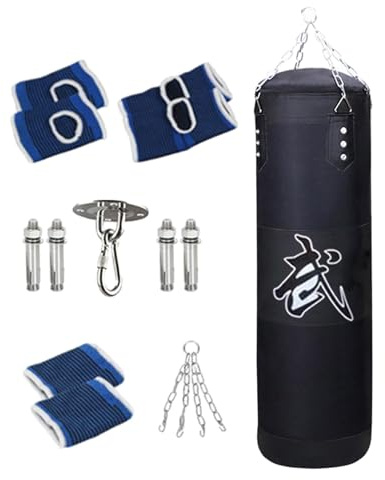 F Fityle Saco de Boxeo Colgante sin Relleno, Saco de Boxeo de PU con Gancho para Colgar, Ayuda para Entrenamiento físico, Saco de Arena para Boxeo para, Negro 100cm