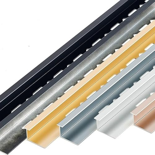 Raouoae Riel De Transición Para Baldosa 135cm, 2 Piezas, Perfil Angular De Acero Inoxidable, Tira Final Para Protección De Bordes, Perfil De Transición Para Piso, Protección Esquina Para Baldosas(Blac