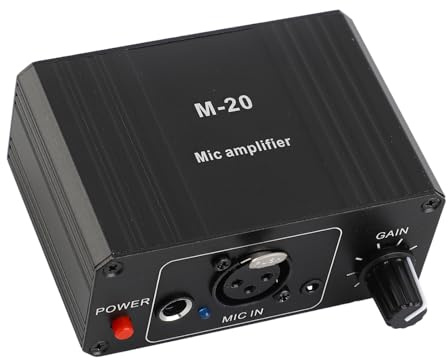 Yunir Preamplificatore Microfonico, Preamplificatore Fonografico Stereo Elettronico Ad Alto Guadagno con Alimentazione 48V, con Uscita XLR, per Amplificatore di Microfoni a