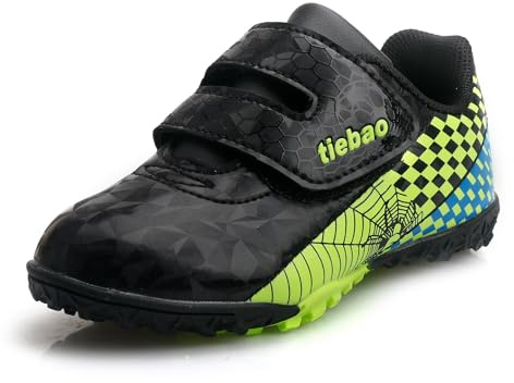 MiFeloo Toddler Boys Girls Soccer Shoes, Black/White, 7 UK Child