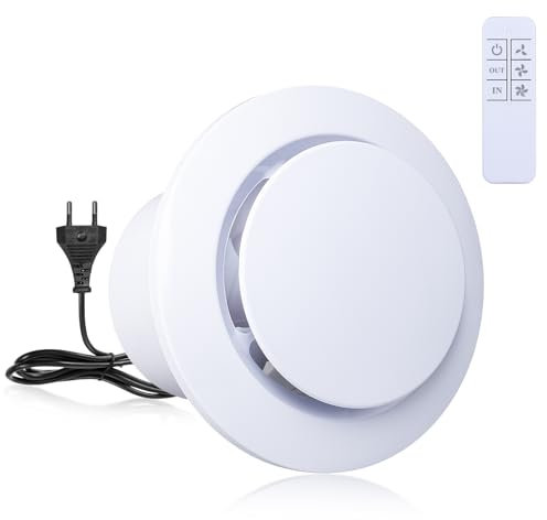 Carehabi Abluftventilator 100mm, Leise Badlüfter Zweiwege-Abluftventilator mit drei Geschwindigkeiten mit Drahtloser Fernbedienung für Bad, Garage, Küche, Waschküche