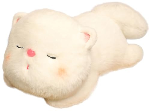 Peluche Chat,Coussin Chaton Doudou Moelleux,Jouet en Peluche Doux Léger pour Enfants, Filles, Garçons - Cadeau Mignon pour Anniversaire, Noël(Blanc, 55cm)