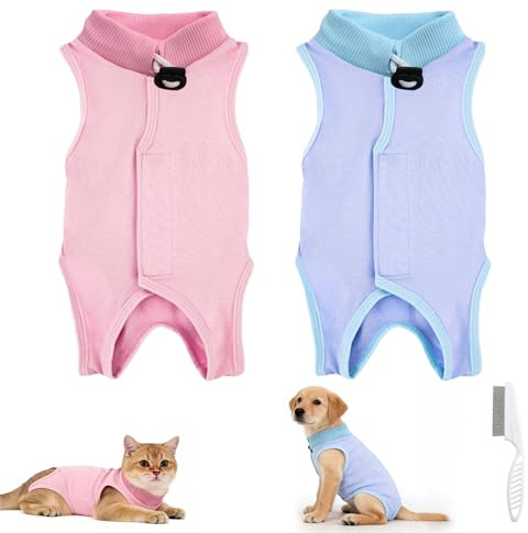 Katzenbody Nach OP für Kastration, 1-1.5kg Weicher OP Body Katze, Atmungsaktiv Recovery Suit Katze Hunde, Kleidung Nach Operationen, Anti-Lecken Schutzanzug, für Bauchwunden Hautkrankheiten, S Größe