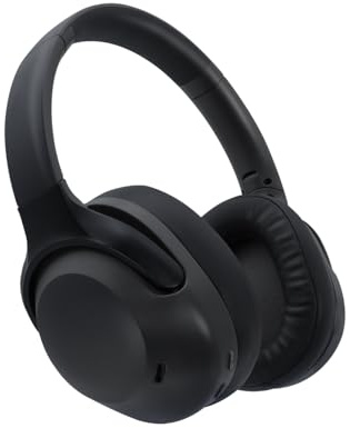mooov 618323 - Auriculares Inalámbricos ANC con Cancelación Activa de Ruido, Diadema Bluetooth 6.0, Plástico 100% Reciclado, Micrófono Integrado, Audio Espacial, hasta 30 h, Plegables, Negro
