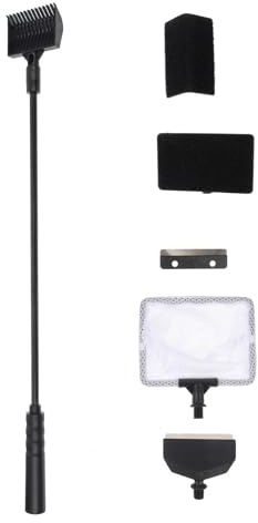 Levemolo Ensemble D'outils de Nettoyage pour Aquarium Racloir à Algues, Brosse Éponge en Plastique Noir, pour Gravier et Sable de Fond, Nettoyage sans Traces