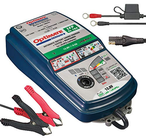 Optimate TM274 TM274v2 Lithium 4s 10A 10-stufiges gekapseltes batterieschonendes 12.8V 10A Lade- & Wartungsgerät, Schwarz/Blau/Rot