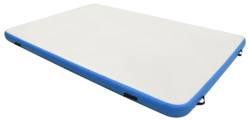 vidaXL Schwimmmatte Aufblasbar mit Pumpe Tasche Luftmatratze Wasserliege Wasserhängematte Poolliege Badeinsel Hängematte Blau Weiß 200x150x15cm