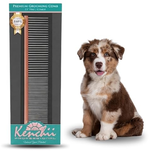 Kenchii Premium Satin Rose Gold Dog Grooming Comb, Medium