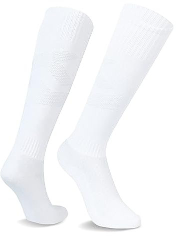CityComfort Fußball Socken Kinder, Lange Sportsocken Fußball Stutzen Football Socks für Jungen - Fussball Geschenke für Jungs (Weiß, 31-36)