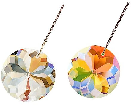 DOITOOL 2st Deckenventilator- Zugschnur Wechseln Lüfterkettenverlängerung Hängende Kristallprismen Glühbirne Zugkette Hängend Leichter Kettenanhänger Glas Kristallkugel Fenster