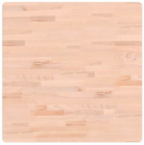 vidaXL Tischplatte, Quadratisch Holzplatte mit 4 abgerundeten Ecken, Holztischplatte Ersatzplatte für Couchtisch, Massivholztischplatte Platte, 70x70x1,5 cm Massivholz Buche