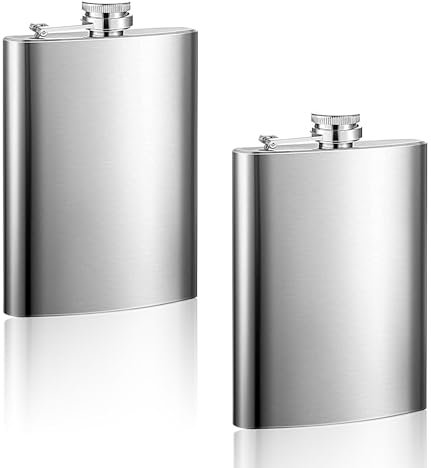 2 Pack Hip Flask, 7oz Stainless Steel Hip Flasks for Men Women Climbing Camping Barbecue Bar Party Drinker, Portable Pocket Whiskey Flask for Liquor