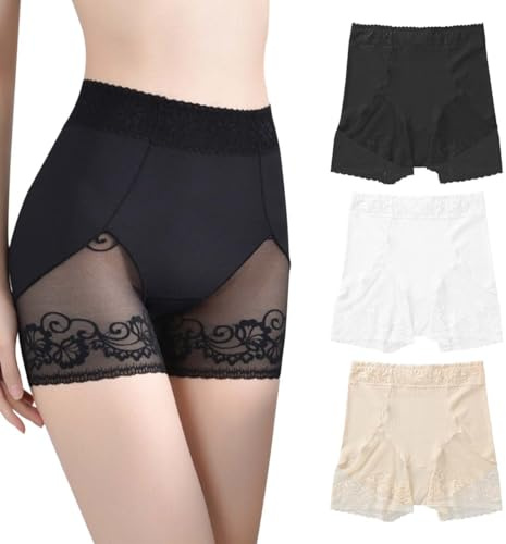 AOOPOO Lot de 3 Shorty Femme Panty Anti-frottement, Short sous Robe Jupe Caleçons Courts Dentelle pour Femme Legging Courts sans Couture Boxer Culottes sous-Vêtement Été pour Yoga Fitness Gym