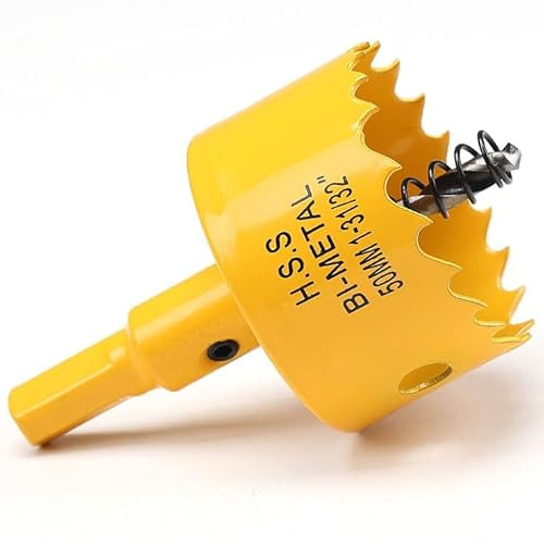 50 mm Lochsäge, Bimetall-Lochschneider für Holz, Lochsägenbohrer mit 30 mm Schnitttiefe, HSS-Bohrlochschneider zum Schneiden von Kunststoff, Trockenbau und Fiberglas