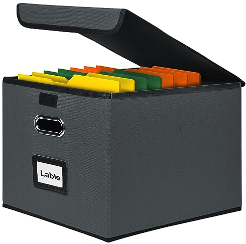 Cajas de almacenamiento Okydoky con tapa, caja de archivo colgante A4 hecha de fibra y papel con elegante aspecto de poncho de lluvia, adecuada para el hogar y la oficina, y cajas de almacenamiento de